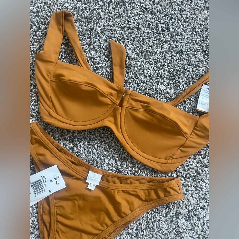 L*SPACE Camellia and Whiplash Bikini Set—Hazelnut (Discontinued) NWT